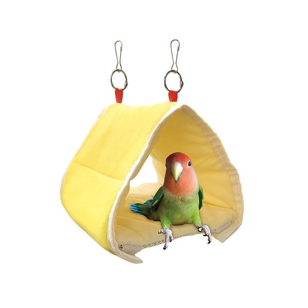 かわいいインコカラーの布製ハウスです！鳥たちの寝床 三角ハウスL