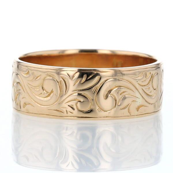 値下げ K18YG イエローゴールド リング 平打ち フラット ツタ 蔦 植物