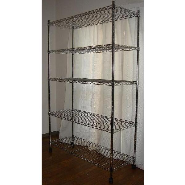 スチールラックキャスター付ワイドタイプ5段 120x45(高さ180)cm : かぐ