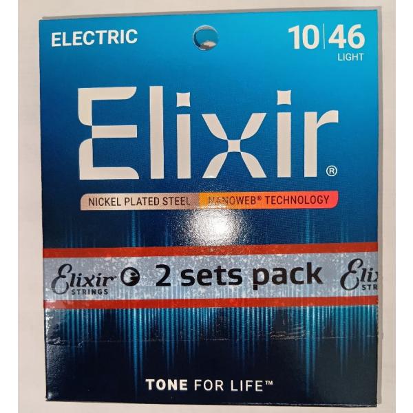 2個セットElixir エリクサー エレキギター弦 NANOWEB Light .010-.046