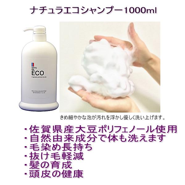 ナチュラエコシャンプー1000ml・抜け毛、毛染め後の退色を激変する自然