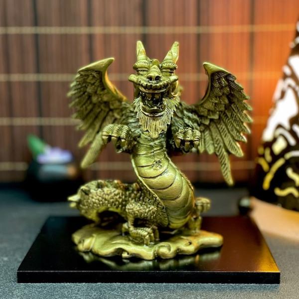 龍 西洋風ドラゴン 翼 S18172 高さ15cm ゴールド 金 置物 財運アップ