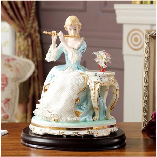 陶器 置物 西洋陶器 北欧磁器 陶器製人形 お姫様 陶器人形 陶器置物