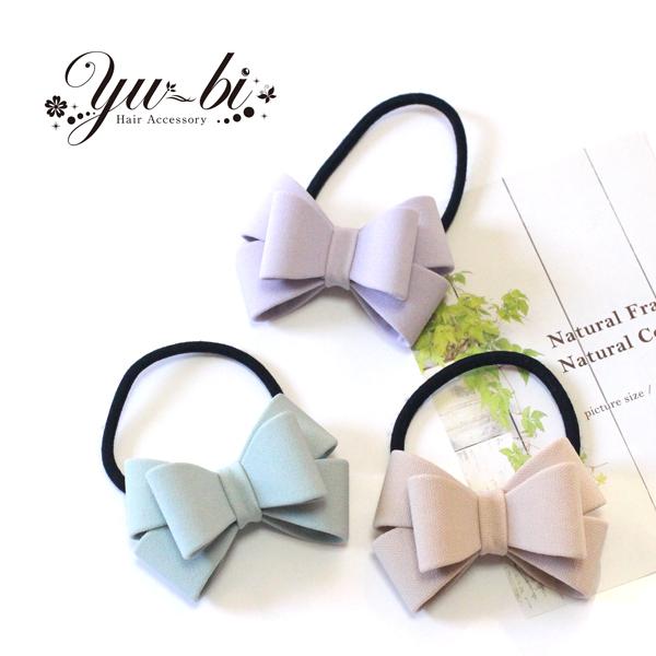 ゆうパケット送料250円】ヘアゴム/シンプル ぷっくり ダブルリボン