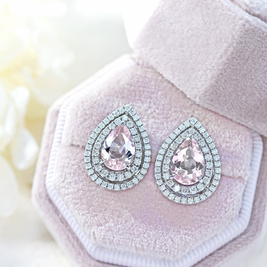 Double -ドゥブル -ペアシェイプ モルガナイトピアス PT – JaMais Jewelry