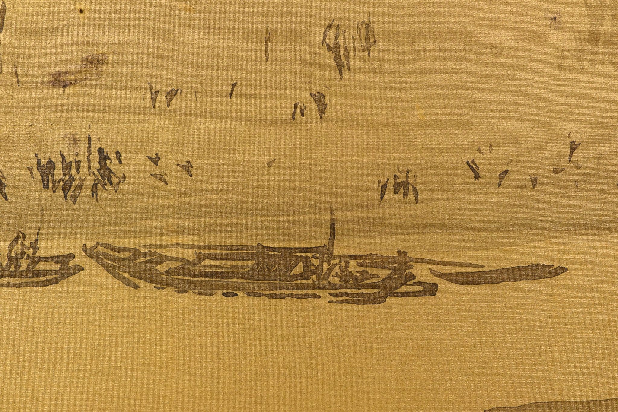 Tall 6-panel byôbu with sansui'ga 山水画 (landscape painting