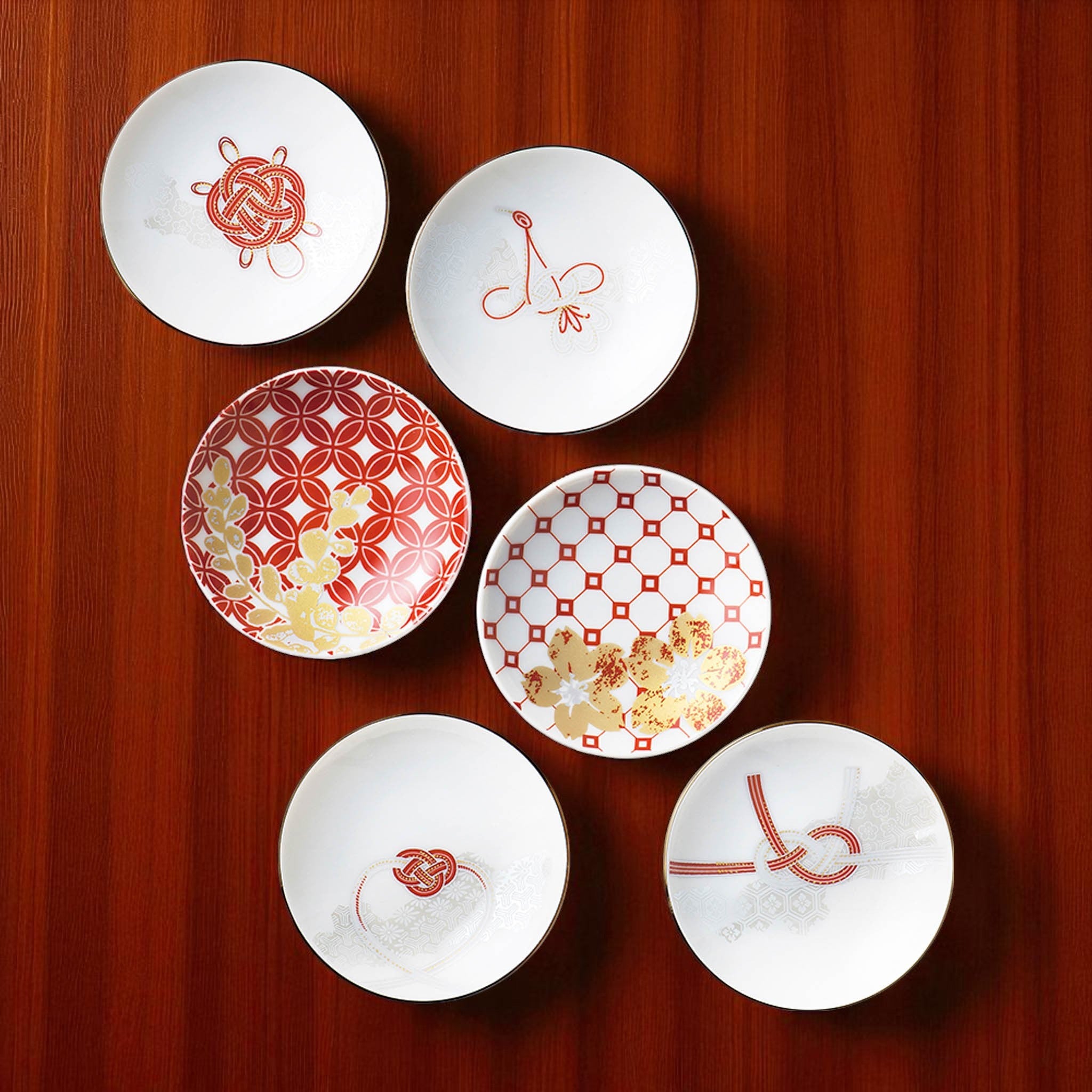 美濃焼 | 吉祥 六客小皿揃 | 水引