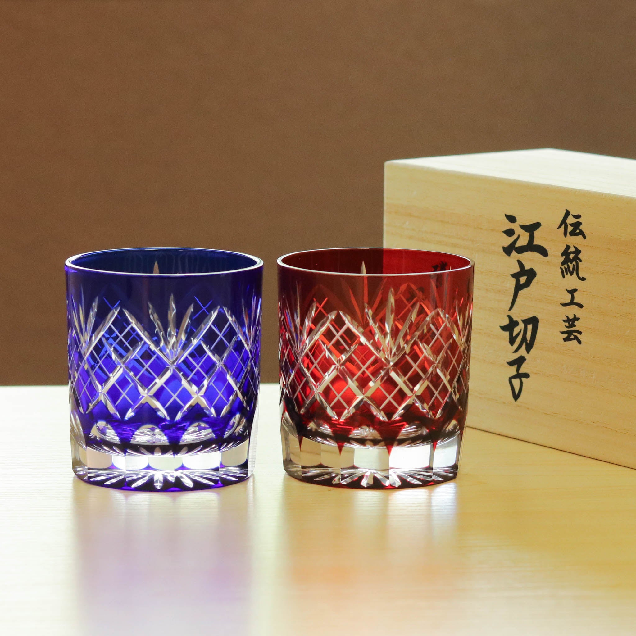江戸切子 オールド | 剣矢来重文様 | ペア | ミツワ硝子