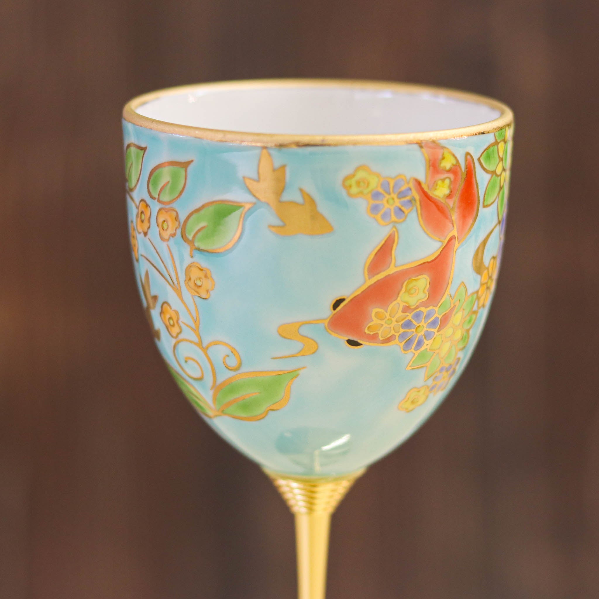 九谷焼 ワインカップ | 花きらり | 金魚 | 美山窯