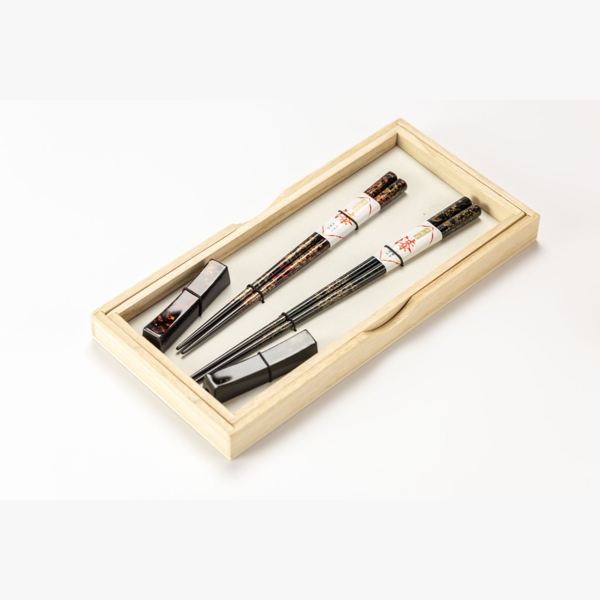 津軽塗 | 夫婦箸・箸置セット 唐塗 | 梨黒 | 小林漆器
