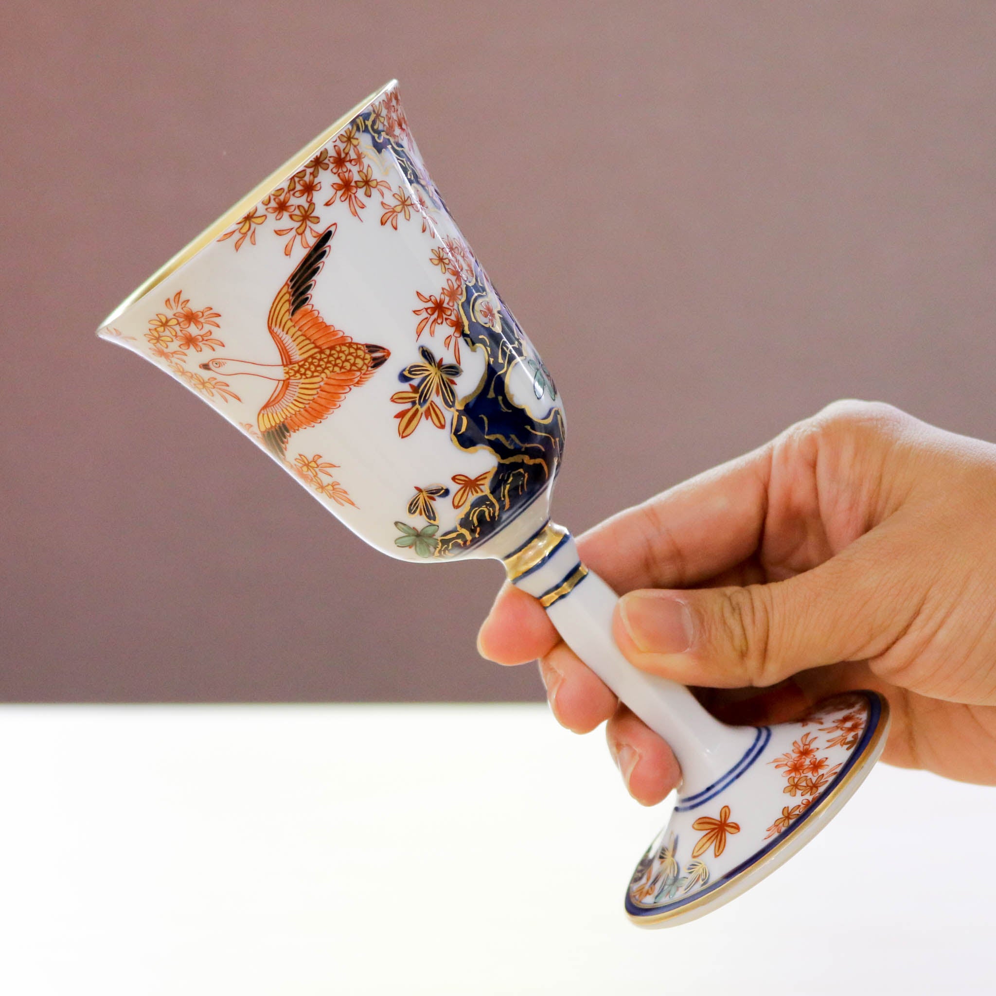 有田焼 | ワインカップ 大 | 染錦岩花鳥文 | 賞美堂