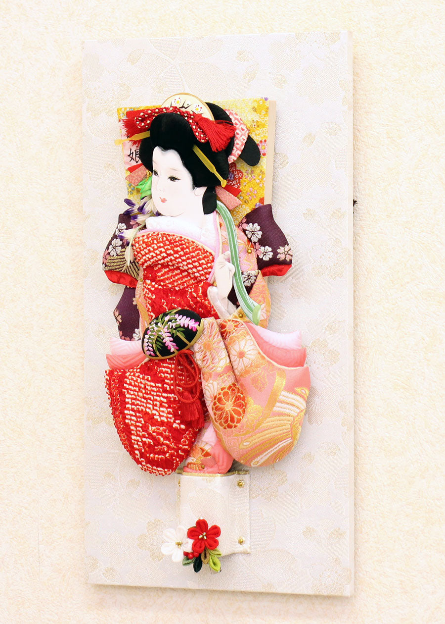 壁掛飾り 高さ38cm 10号押絵羽子板 鹿の子華舞 白桜 – 寿鳳人形の東芸