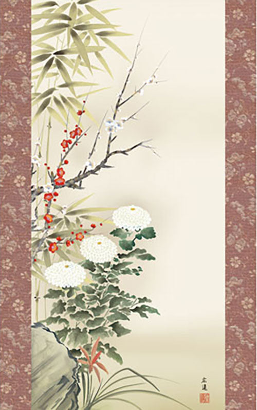 花鳥画掛け軸 四君子 田中広遠 – 寿鳳人形の東芸