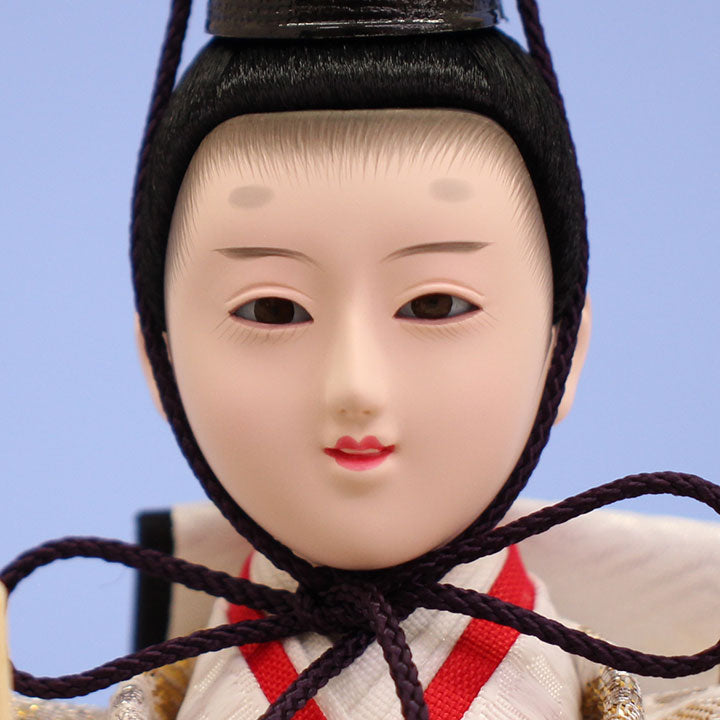 雛人形 ケース飾り 二人 幅48cm｜ガラスケース固定型 白木枠 桜刺繍 小