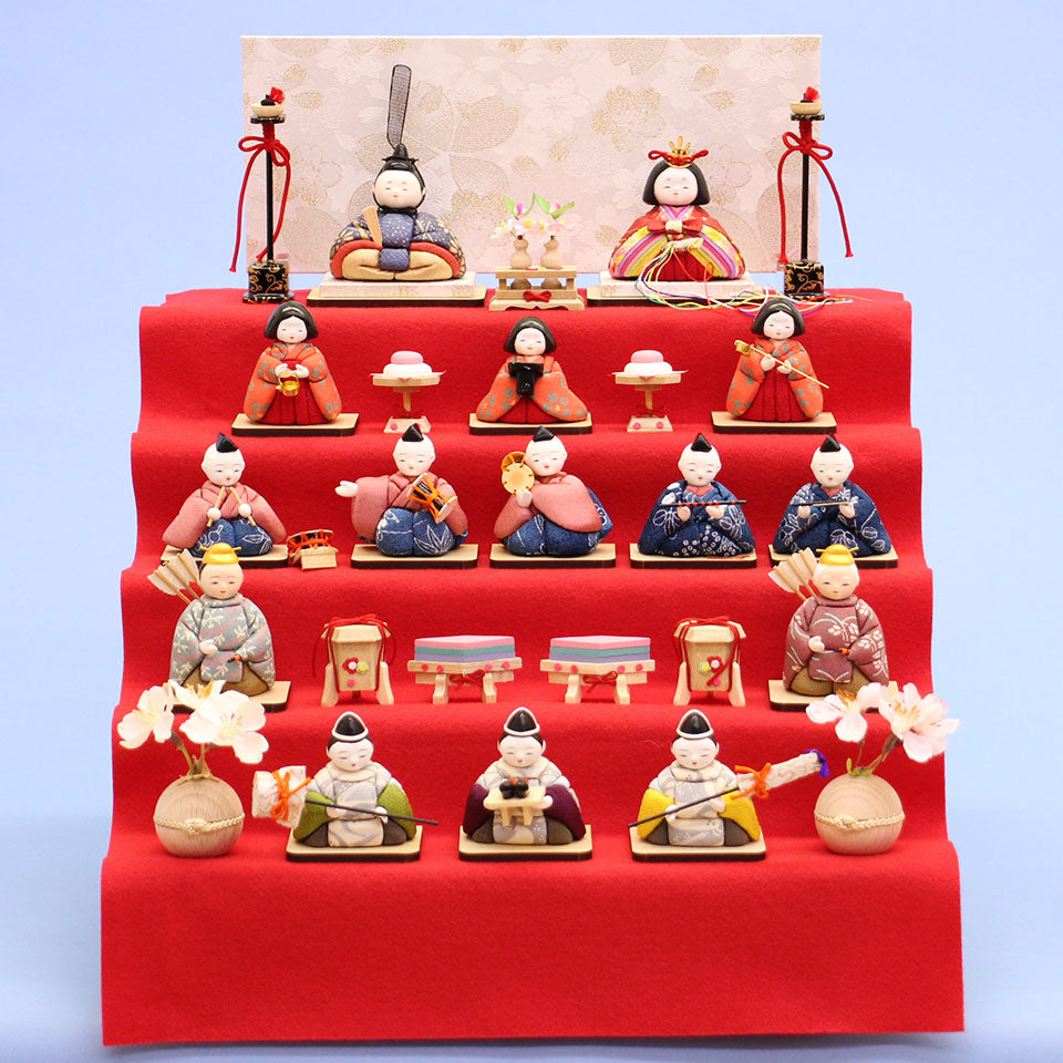 雛人形飾り 木目込み 寿鳳作ミニミニ十五人五段 – 寿鳳人形の東芸