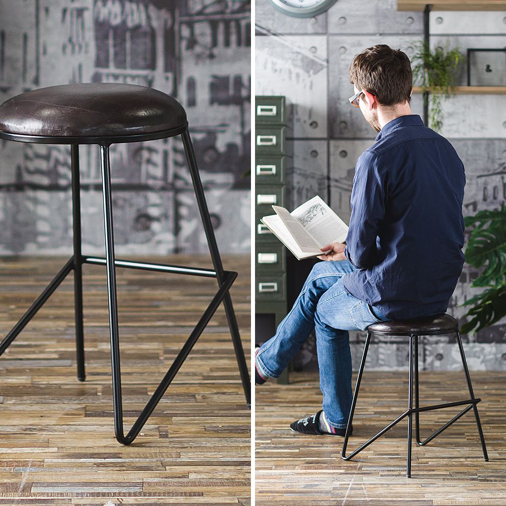 本革スツール アイアンレッグ 本革スツール レザースツール アイアン