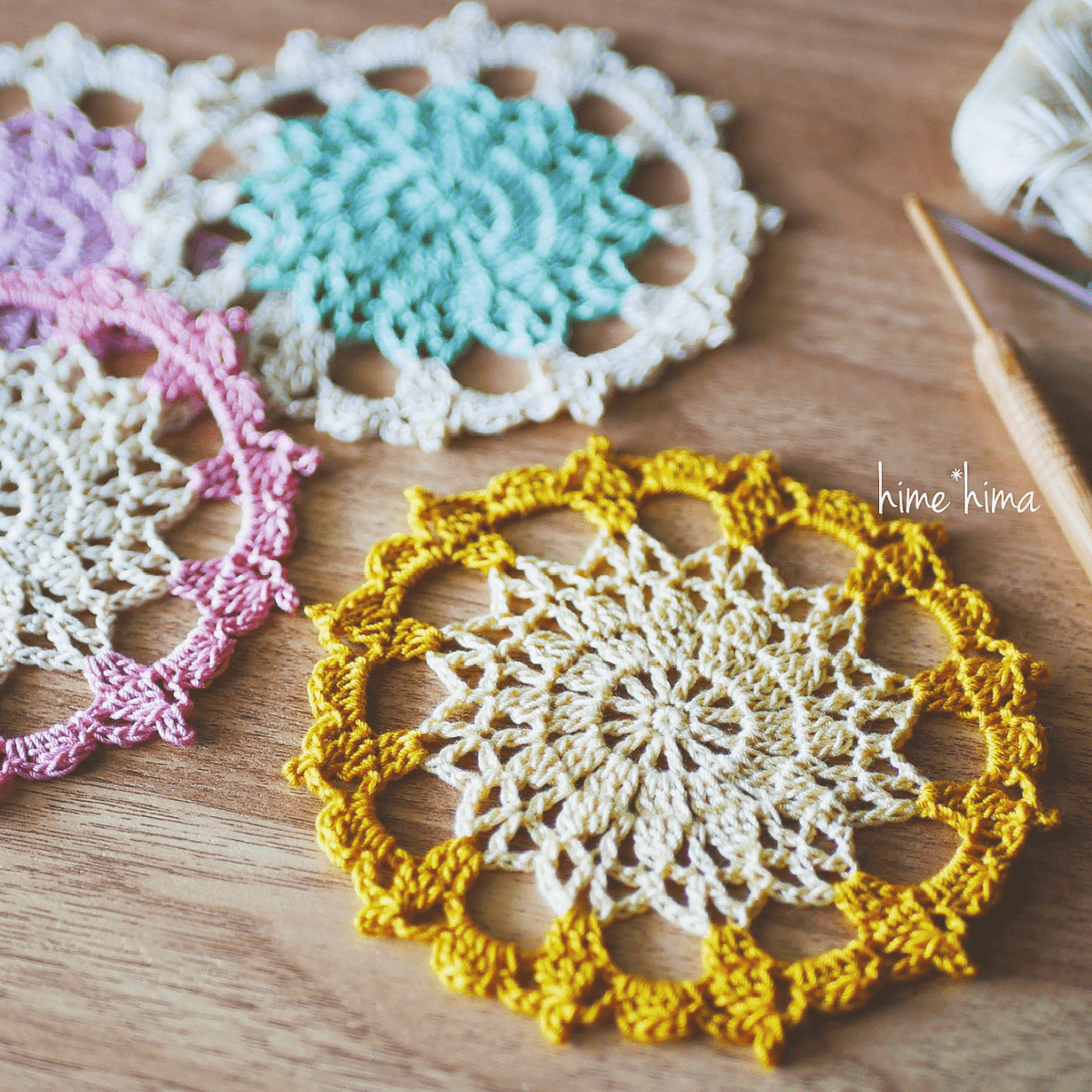 限定記事｜11cmサイズコースター(#doily_011_p)｜レース編み・かぎ編み