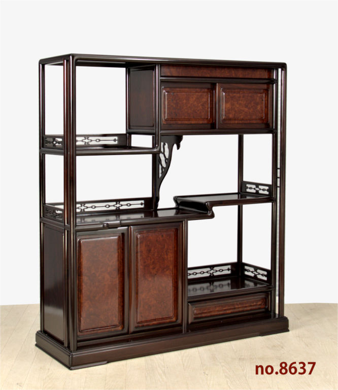 飾り棚:紫檀 隅丸 4枚戸 コブ板 3.5尺 (仕上げ完成品) no.8637 / 唐木