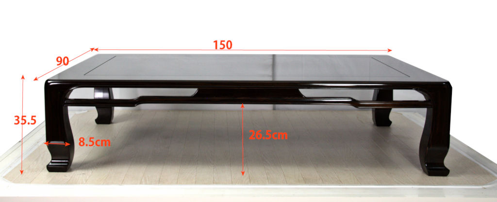 座敷机: 黒檀 一重ヌキ無地 5尺机 no.1717 / 唐木家具OSAKA
