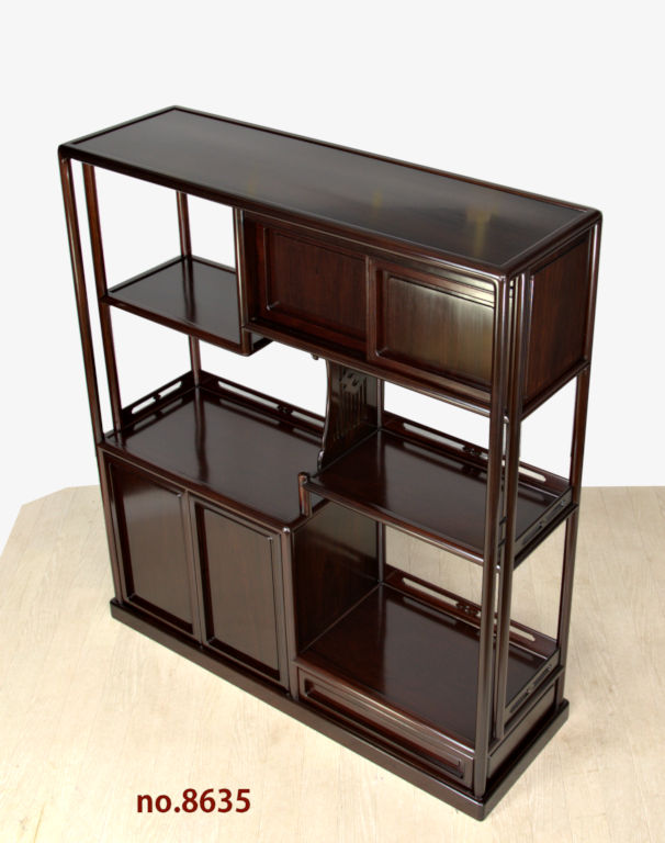 飾り棚:紫檀 道山作 隅丸4枚戸無地 3尺棚 大阪唐木指物(仕上完成品) no