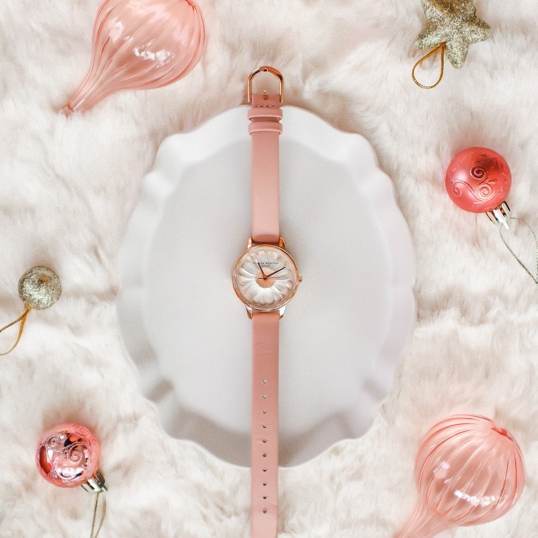 karendo限定】OLIVIA BURTON 3Dデイジーローズゴールドメッシュ&レザー