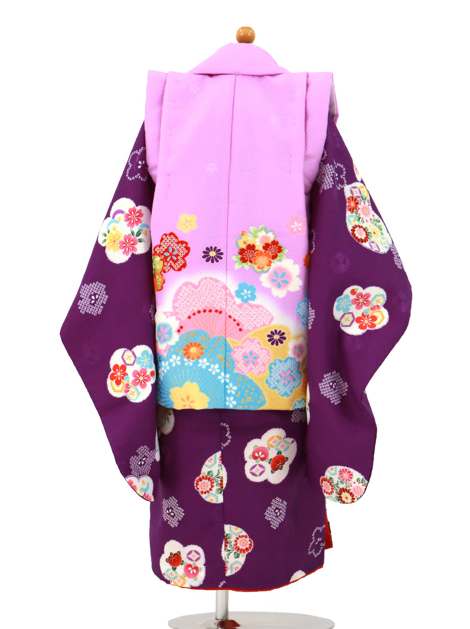 紫地にうさぎ、ラベンダーの被布コートセット／七五三・三歳女の子