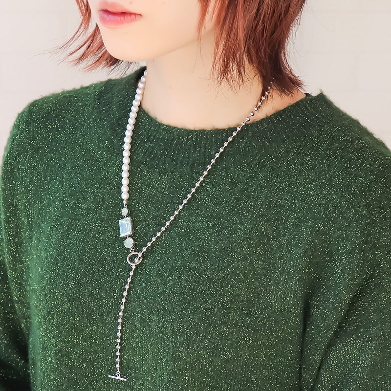 レシピNo.KR1099 貴和クリスタルのアシンメトリーY字ネックレス – 貴和