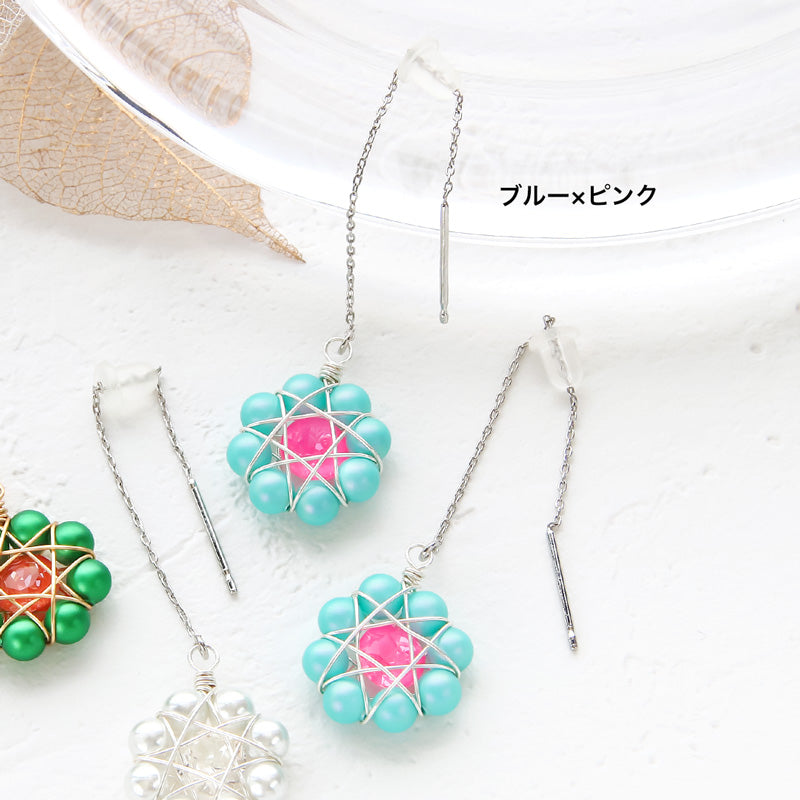 レシピNo.KR1004 クリスタルパールの八芒星ビジューピアス – 貴和
