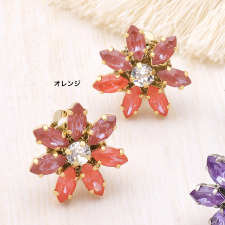 レシピNo.KR0629 貴和クリスタルのマーキスフラワーイヤリング – 貴和