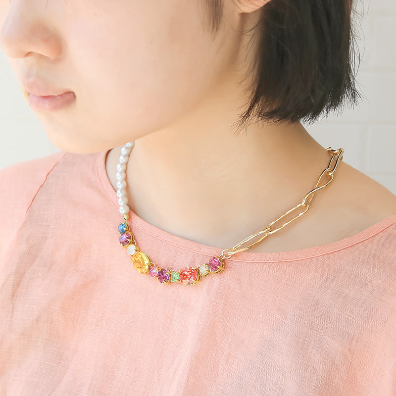 レシピNo.KR0985 貴和クリスタルのマルチビジューネックレス – 貴和