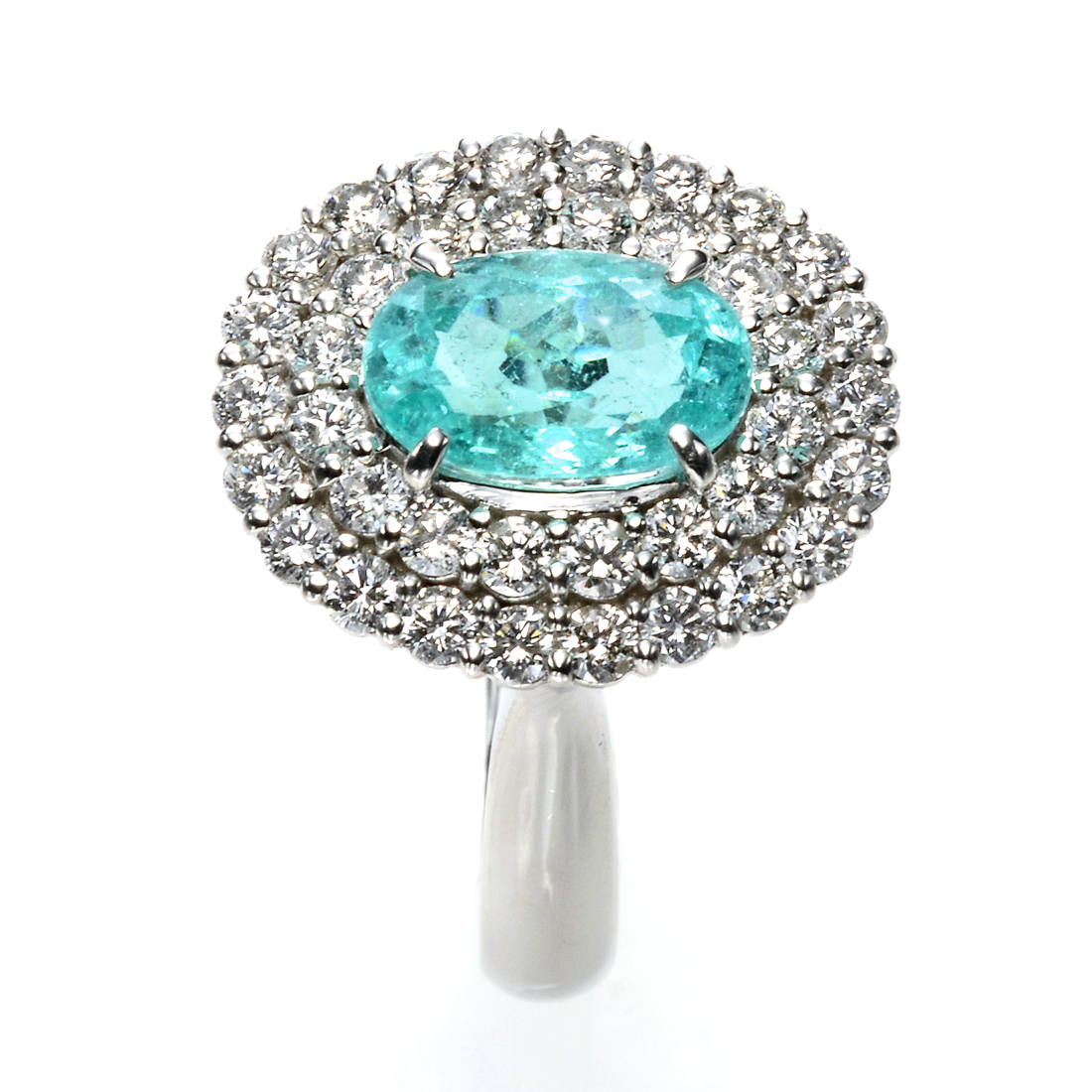 プラチナ パライバトルマリン リング（PA 1.57ct・D 0.90ct）｜真珠卸