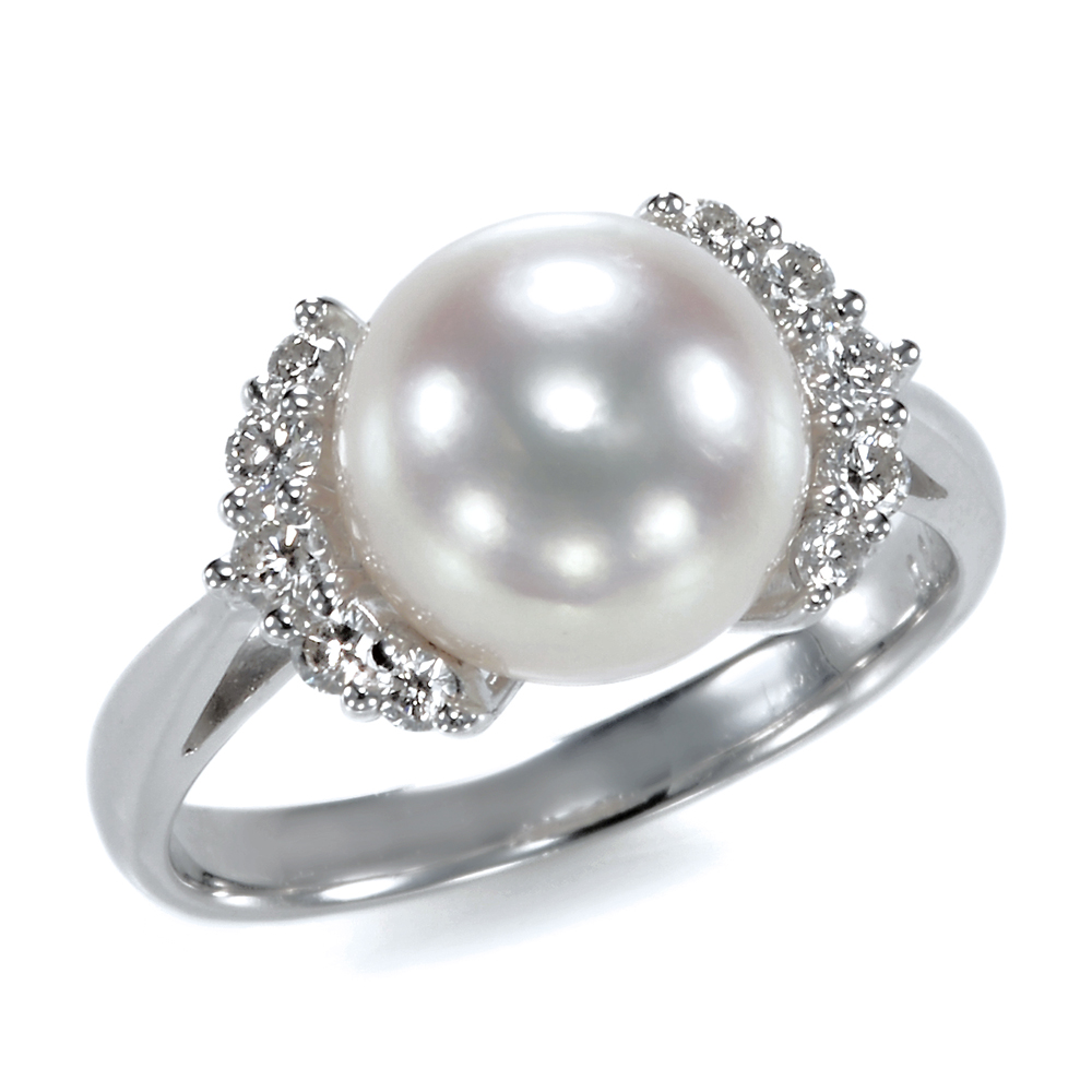 プラチナ オーロラ天女 花珠真珠リング(指輪) （9ミリ以上 【9.5ミリ