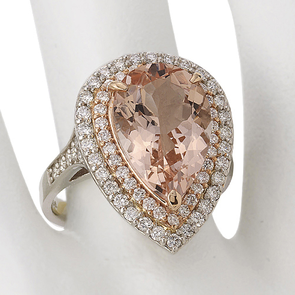 プラチナ K18PG モルガナイト リング （M5.56ct D0.90ct）｜真珠卸