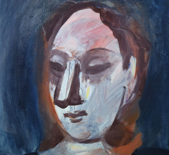 栃内忠男「顔」油絵・F10号 絵画買取・販売の小竹美術