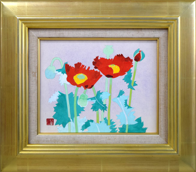 浅野天鐘「冬牡丹」日本画・F12号 絵画買取・販売の小竹美術