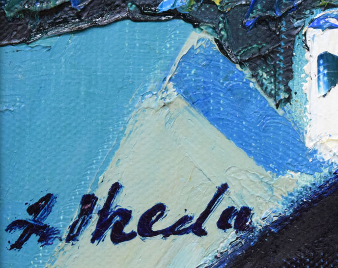 池田甚三郎「教會と港（函館）」油絵・F6号 絵画買取・販売の小竹美術