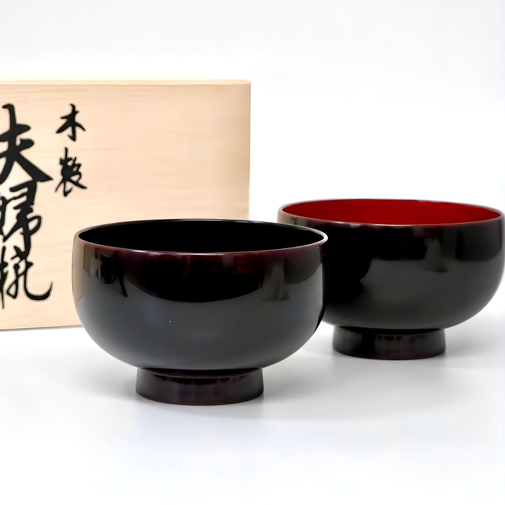越前 夫婦汁椀 布袋 – 漆器 高翆