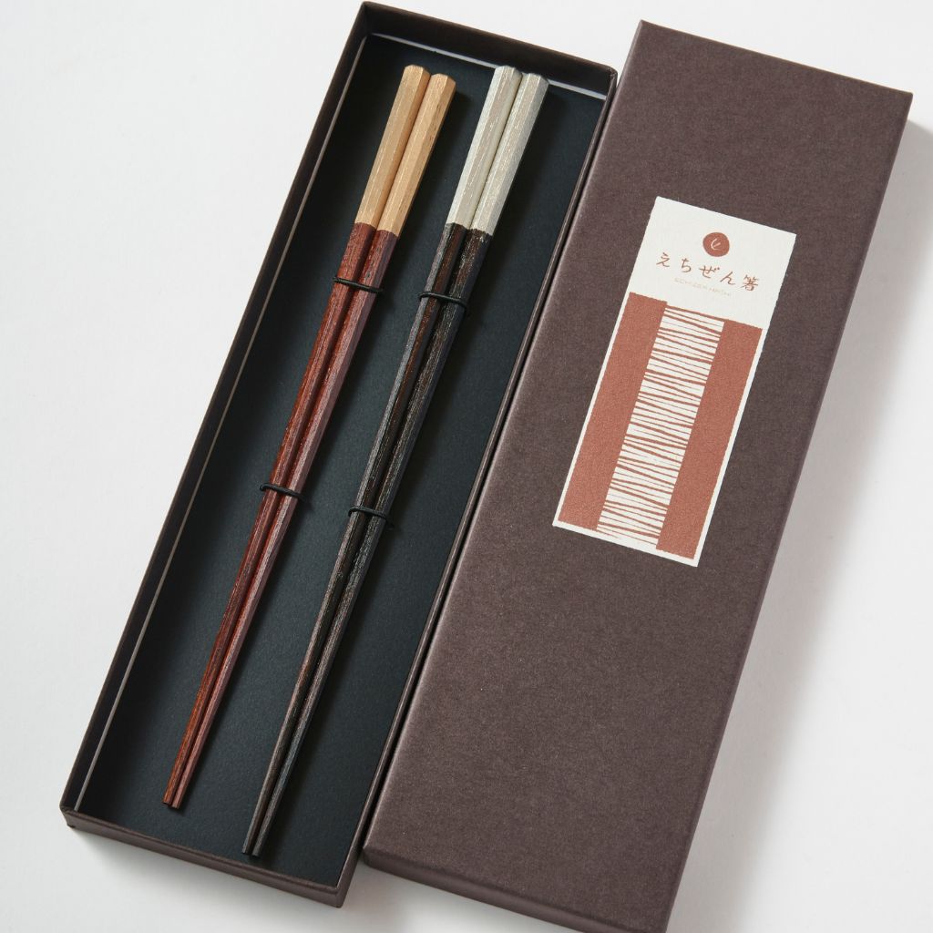越前 先八角黒檀紫檀夫婦箸 (22cm/23.5cm) – 漆器 高翆