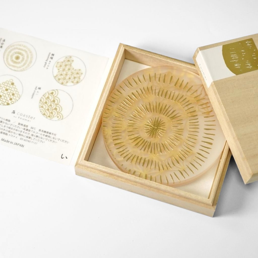 toumei 箔 コースター「い」 木箱入り 4枚セット – 漆器 高翆