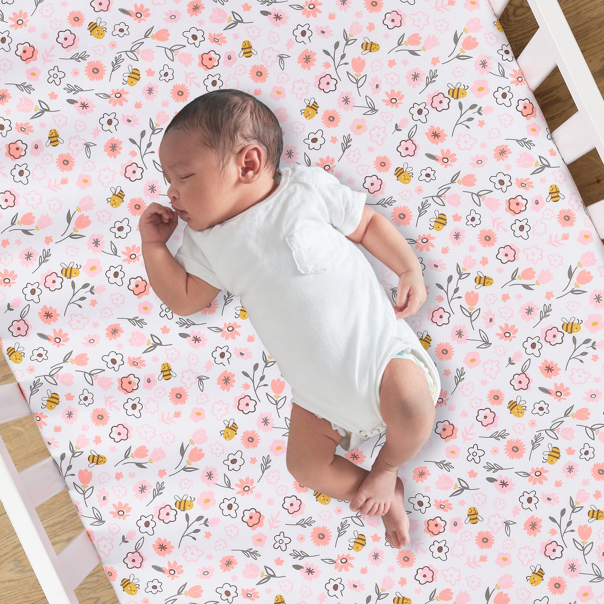 Little Garden 100% Cotton Pink Floral Fitted Crib/Toddler Sheet