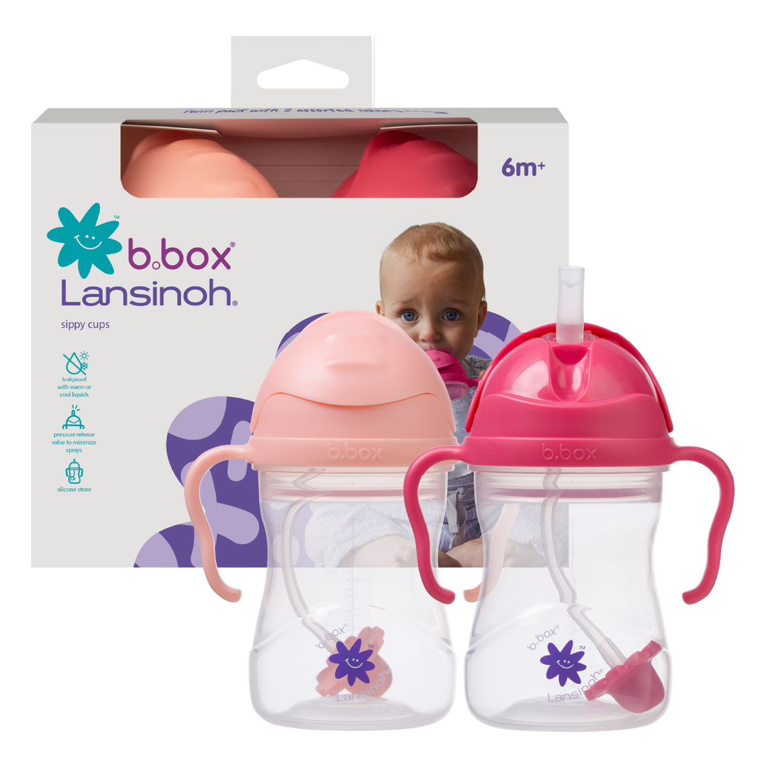 b.box + Lansinoh Sippy Cup twin pack