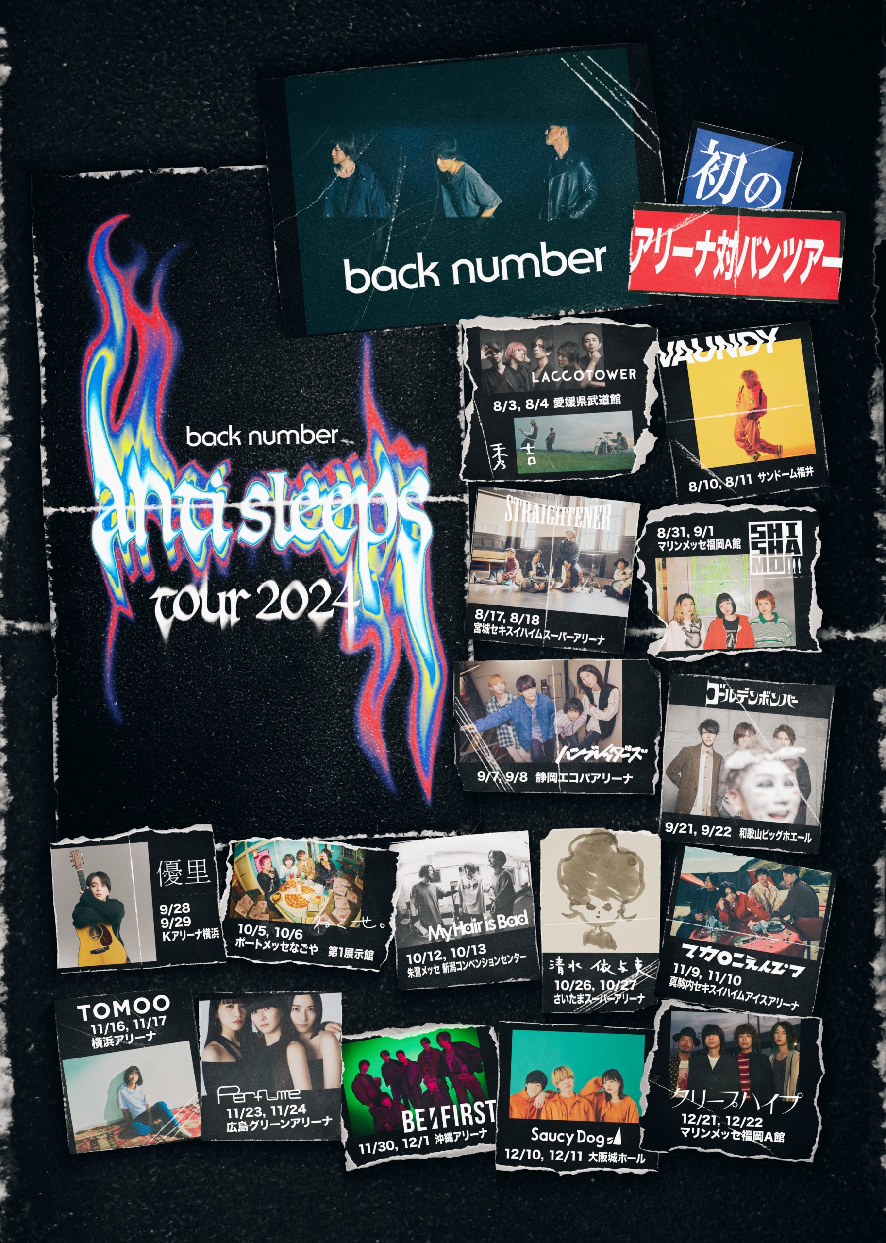 back number アリーナ対バンツアー「anti sleeps tour 2024」出演決定
