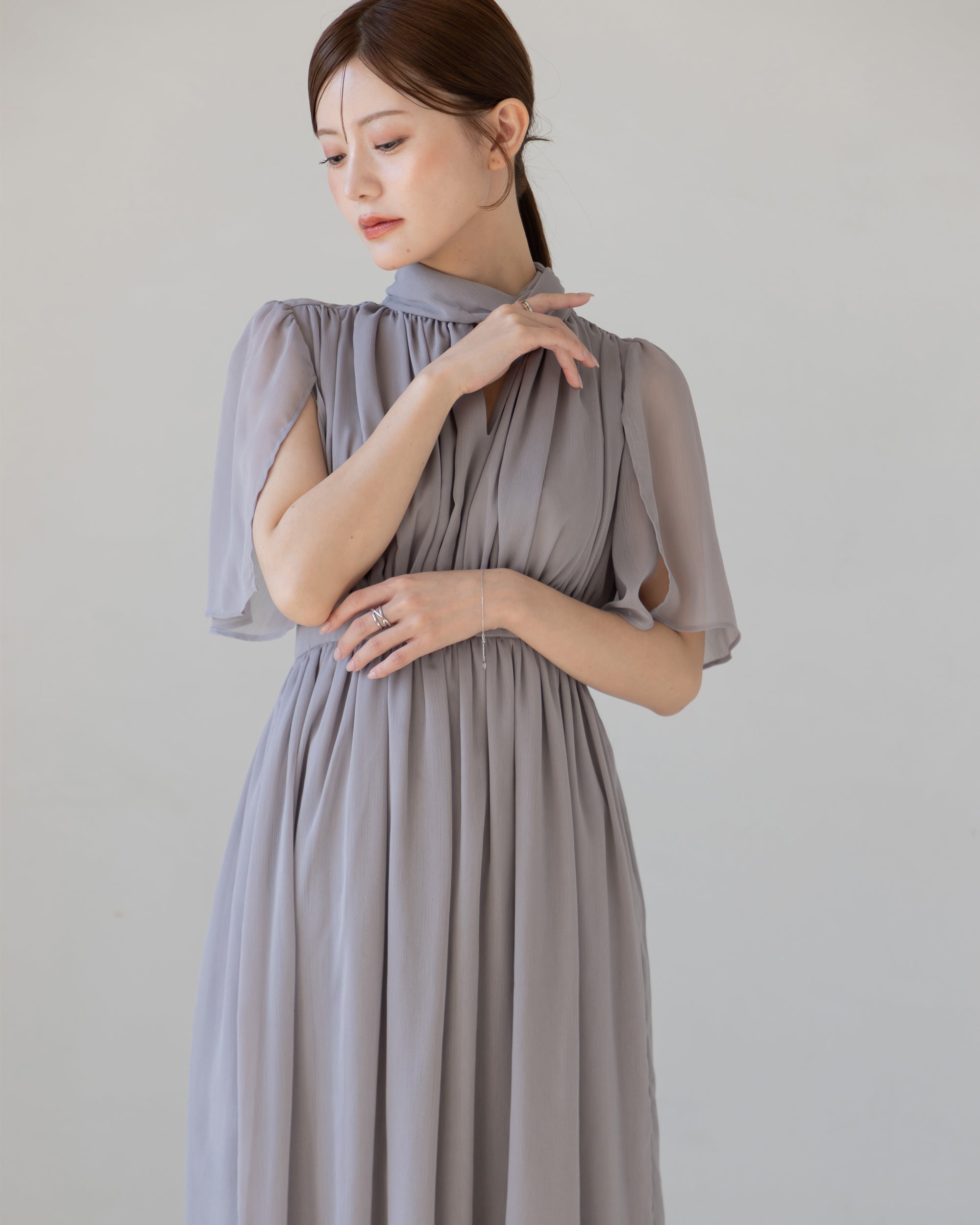 60%OFF】スリットスリーブシフォンワンピース – La lune