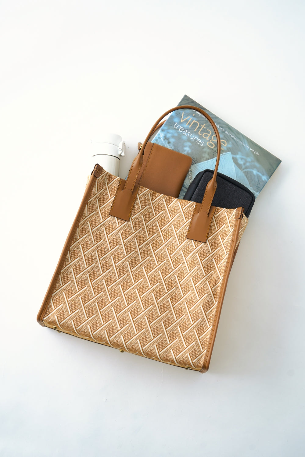 TOTE BAG CROSS PATTERN JACQUARD [L]【031535】 – LAQUOH