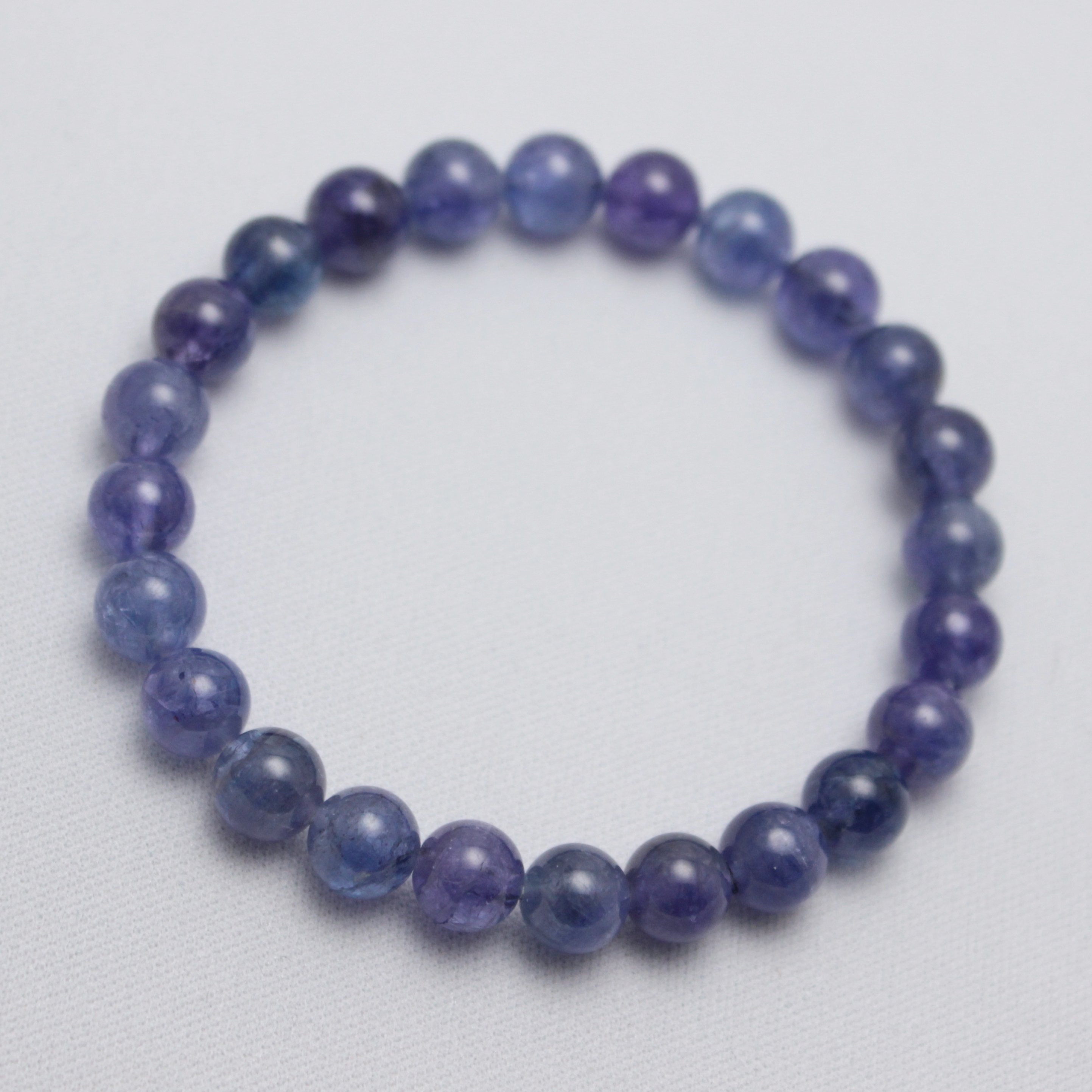 天然石ブレスレット 内径15cm お買い得タンザナイトブレス7.5～7.8mm