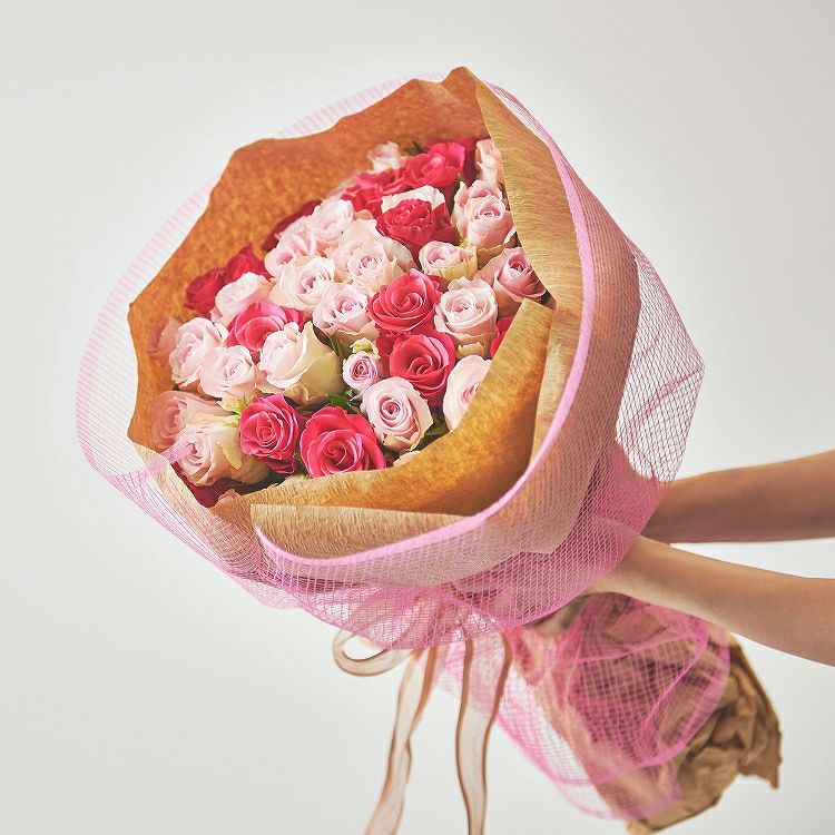 バラの花束 産地厳選 ピンク系薔薇60本 | リンクフローリスト | バラの