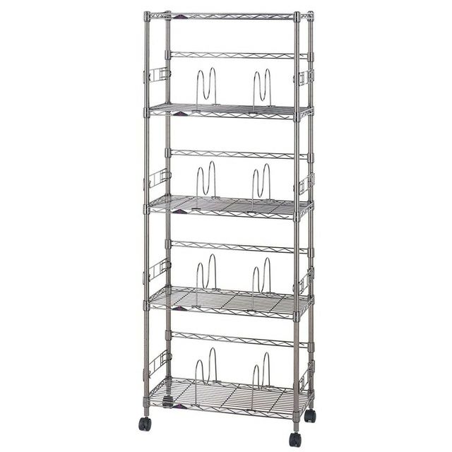 本棚 幅60cm 5段 ルミナスブラック スチールラック 幅59.5×奥行29.5×高