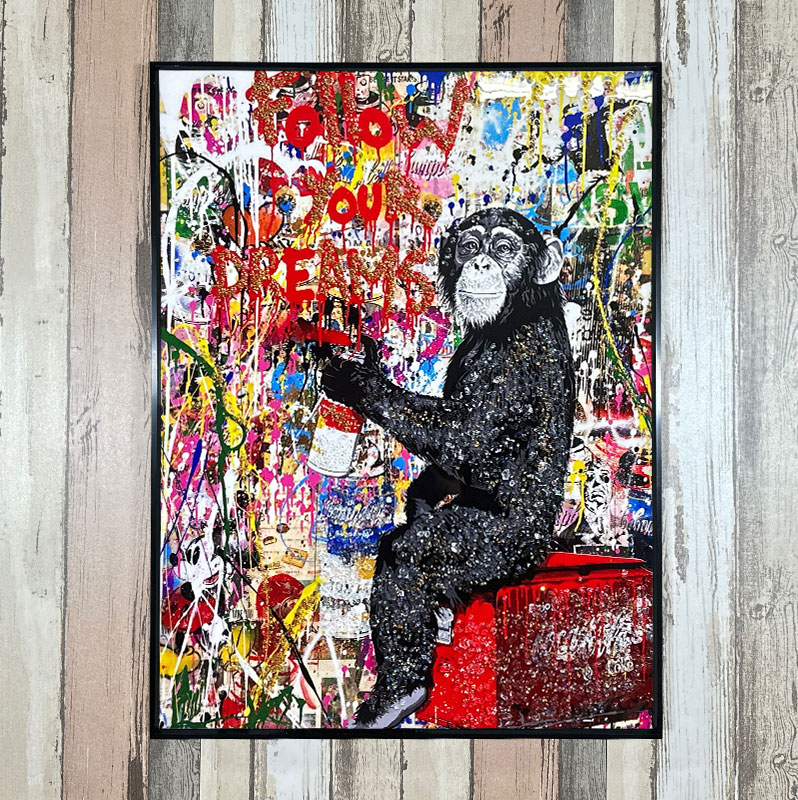 水晶パネル アートパネル 60×80cm ポップアート 黒フレーム付き