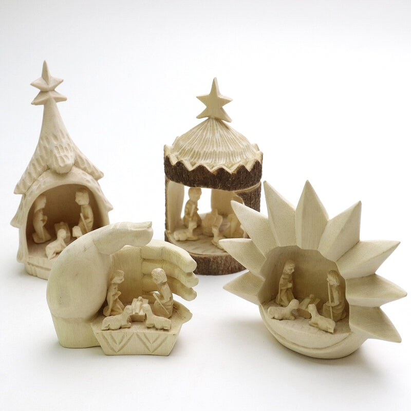 ナチュラルウッド キリスト生誕置物 brown×natural クリッペ おうち