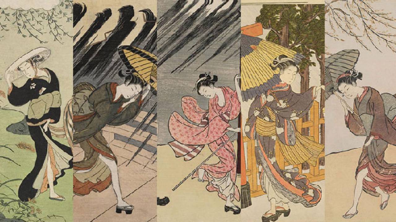 これぞ浮世絵に見るチラリズム！鈴木春信の描く＂風に吹かれる美人たち